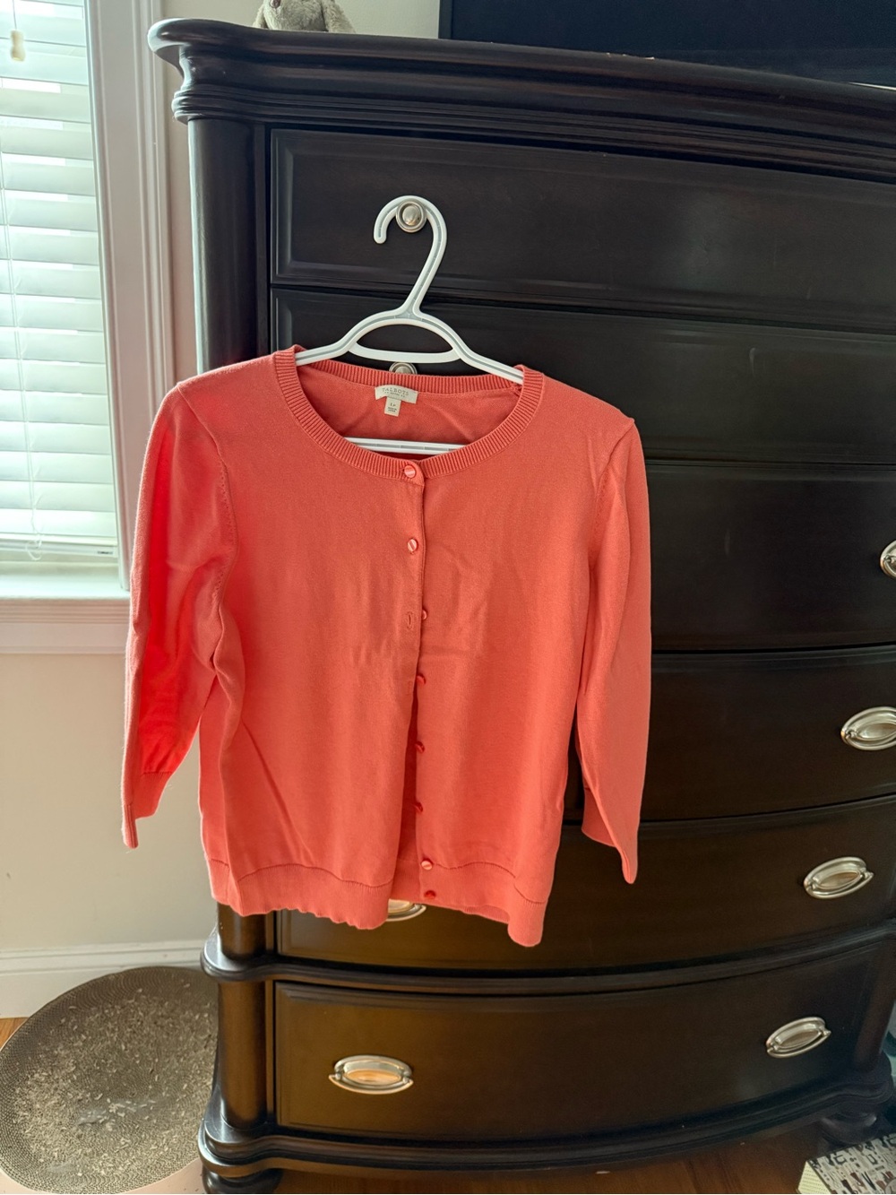 Talbots Coral Button-Front Cotton Cardigan